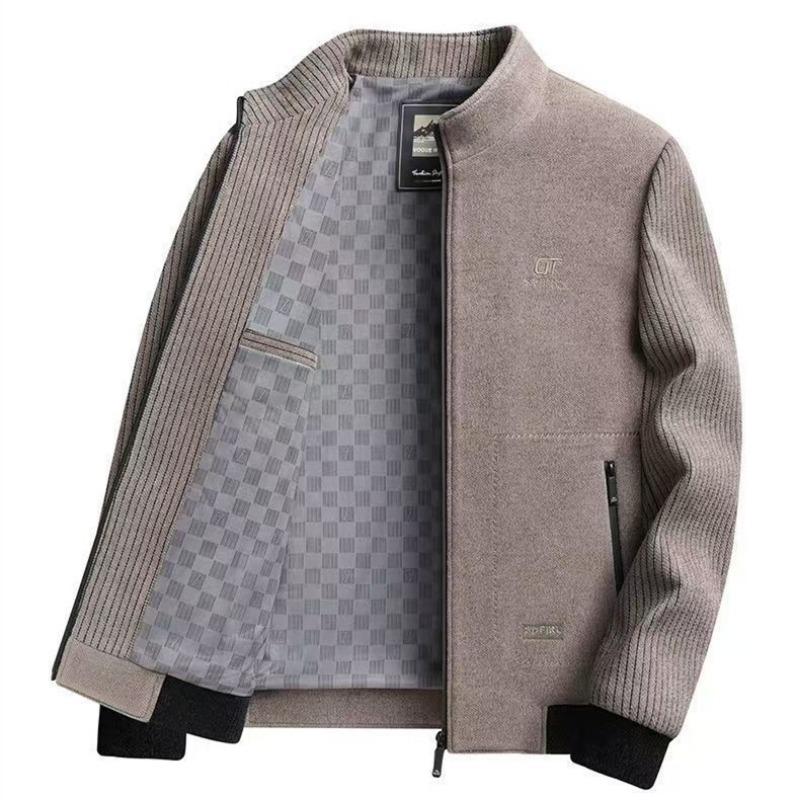 Spring and Autumn Men's Stand-Up Collar Men's Dad Chenier Jacket Loose Casual Jacket Top Business