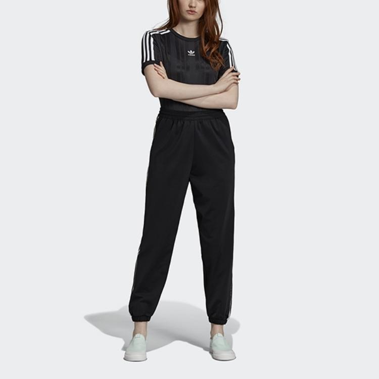 adidas Originals Comfortable Casual Classic Striped Cropped Sports Pants Women Pants Black DU8188