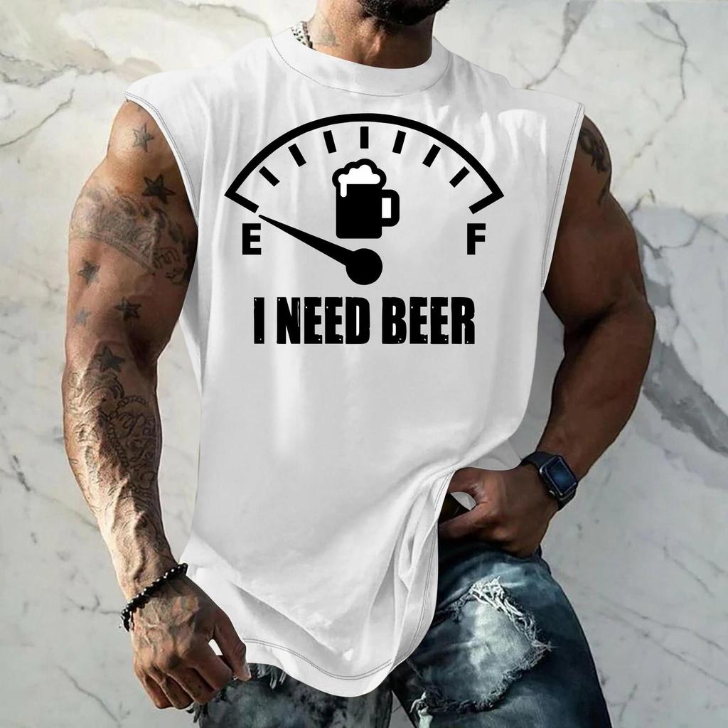 Men's Loose Fit Sleeveless Tank Top Casual Streetwear Printed Muscle Shirt Summer Outdoor Sportswear