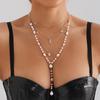 Multi-layer Bright Baroque Imitation Heart-shaped Pearl Neck Chain Necklace for Women, Cold Wind Sweater Chain