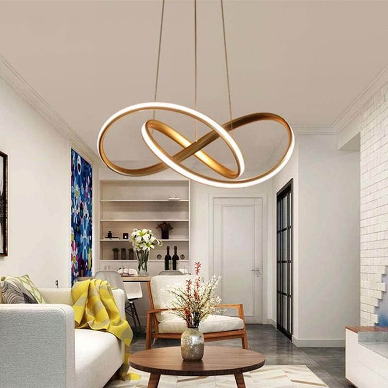 59W Tricolor Changeable Bedroom Office Hanging Lamp Living Room Decoration Suspension Lamp LED Modern Pendant Light