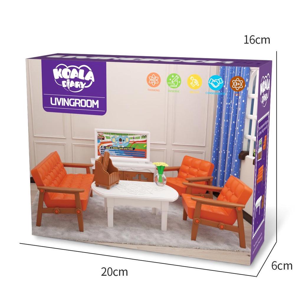 Koala Diary Mini Dollhouse Play Set: Bathroom, Bedroom, Kitchen Scenes - Perfect Gift for Girls