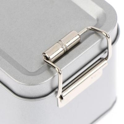 1PC Rectangular Food-Grade Tinplate Storage Container with Secure Buckle Lid Metal Box for Cake Candy Packaging