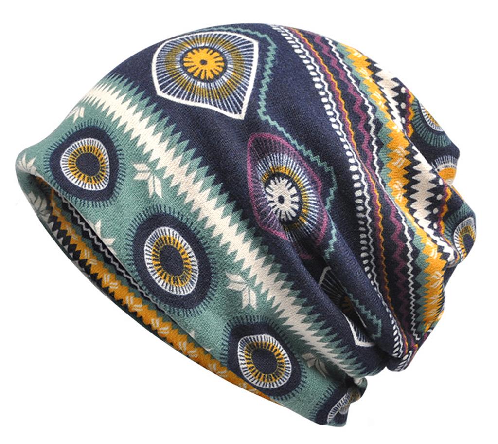 Graffiti scarf dual purpose hoodHigh quality of feUnisex and Unisexs cap Baotou Hat breathable sleeping hatStriped Bohemian hat
