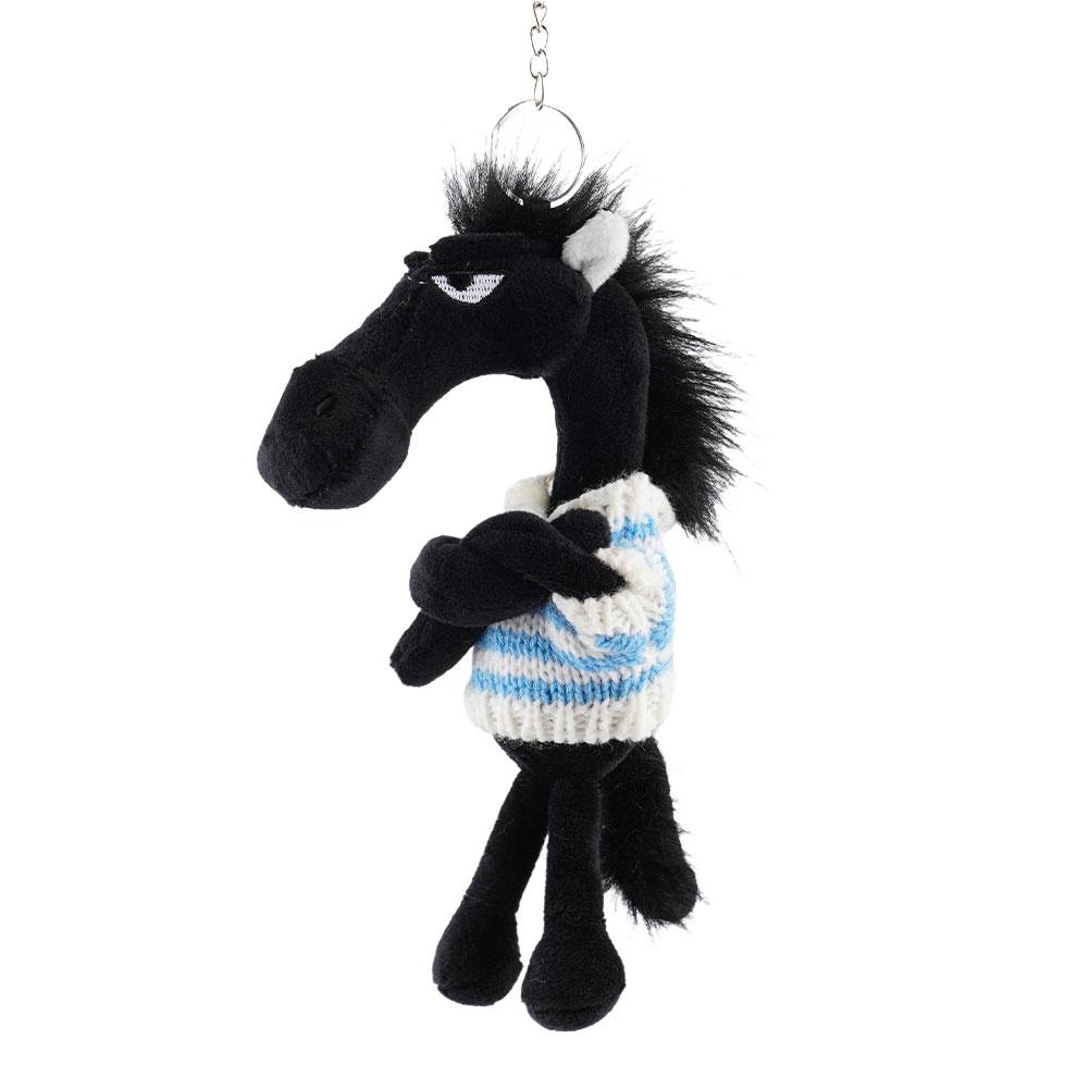 2026 Year of the Horse Mascot High-Cool Black Horse Plush Keychain Bag Charm Stuffed Animal Pendant Premium Decorative