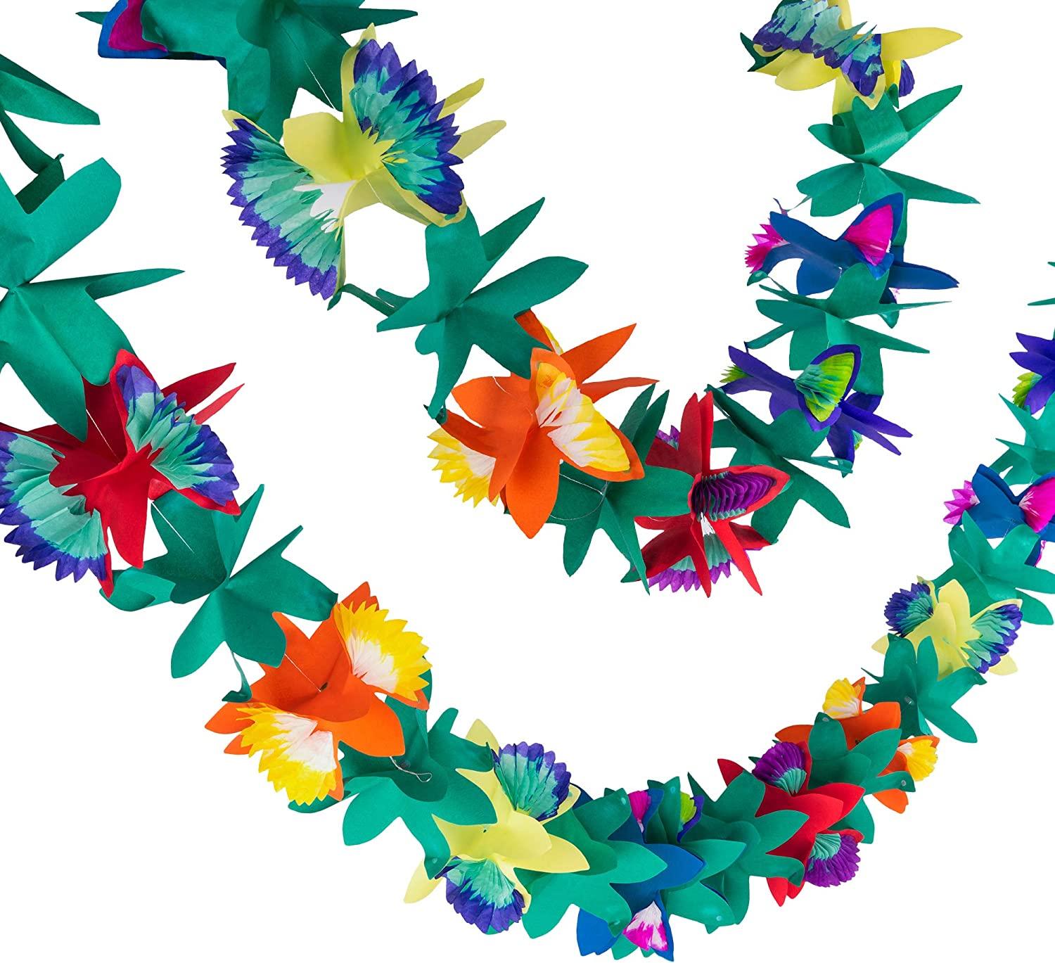 1PCX3M Hawaiian Luau Summer Tiki Bar Tropical Party Decor, Tropical Island Beach Supplies Tissue Colour Flower Garland Long Trop