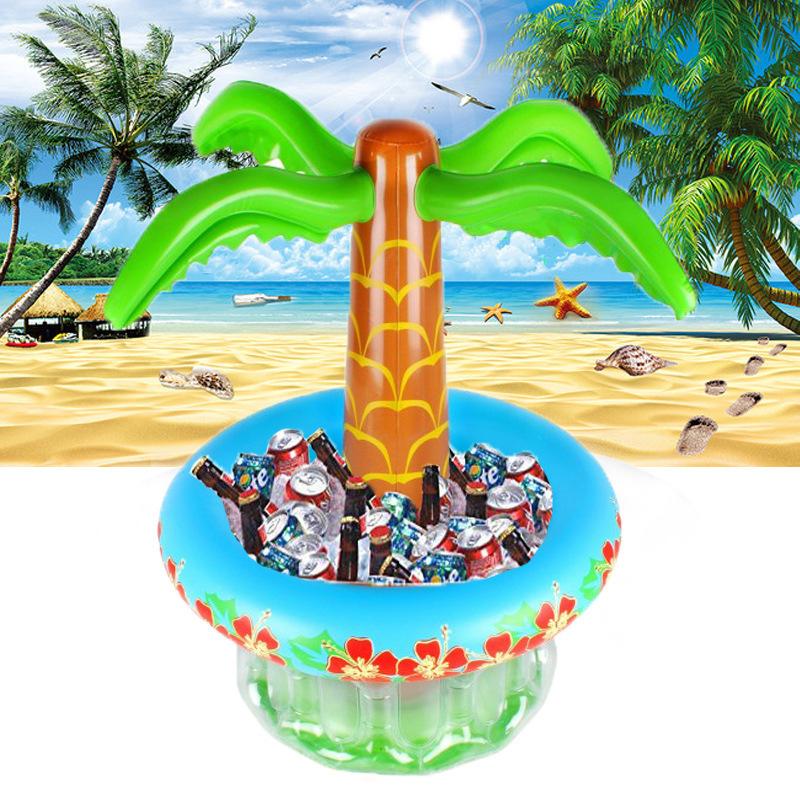 Inflatable Coconut Tree Drink Holder Hawaiian Summer Pool Birthday Party Decor Supplies Cooler Ice Bucket Blow Up Beverage Tray