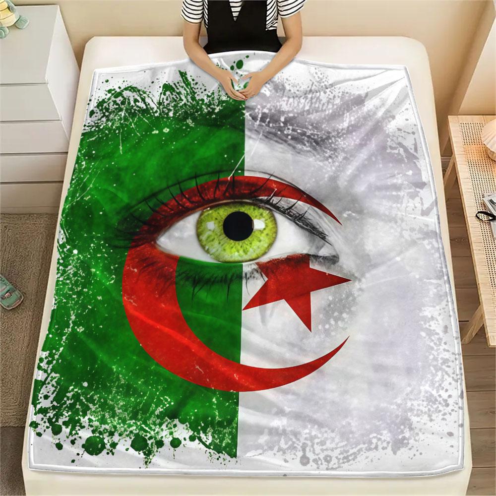 1PC Algeria National Football Team Patterned Flannel Blanket Suitable For All Seasons for Home Decor Warmth and Comfort Gifts Holiday Present