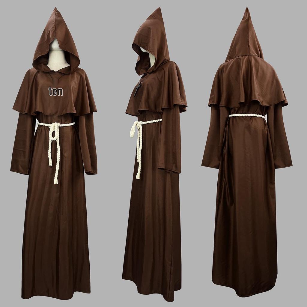 Costume de Robe de Moine Médiéval et de Magicien d'Halloween pour Cosplay & Scène