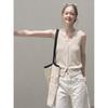 apricot v-neck knitted cardigan vest top women's summer sleeveless vest small short wear vest outside