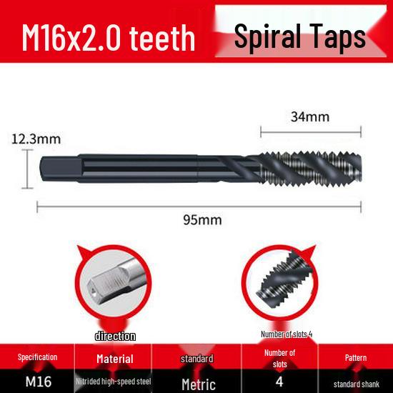 Cobalt Nitride Spiral Tap for Stainless Steel (Drill Bit: M4, M5, M6, M8, M10)