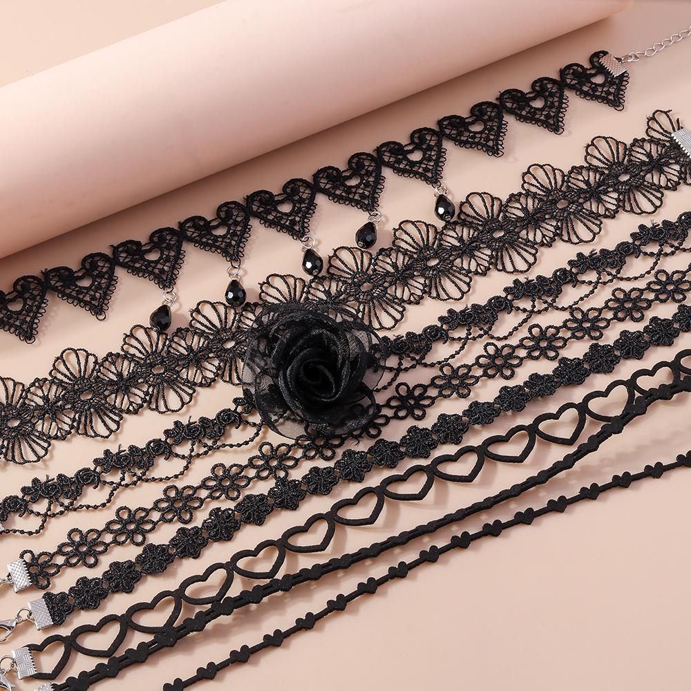 Gotische schwarze Spitze Halskette für Damen Boho Choker Halsketten Steampunk Club Party Schmuck Geschenke