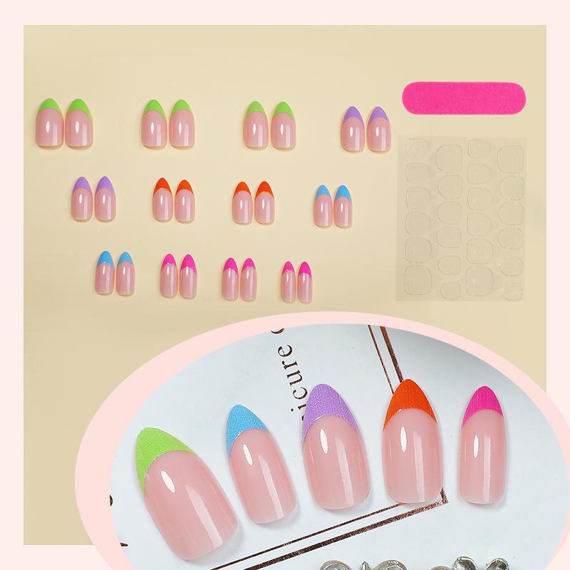 Cross-Border Seven-Color French Manicure Nail Tips: Wearable Nail Patches for European and American Styles
