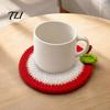 Reusable Washable Drink Coasters Christmas Crochet Coaster, Handmade Woven Cup Pad, Cute Santa Snowman Soft Thick Cotton Fiber Gingerbread Man