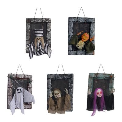 Hanging Tombstone with Glowing Eyes Eerie Noises Shaking Motion Quick Installation Horror Party Decoration