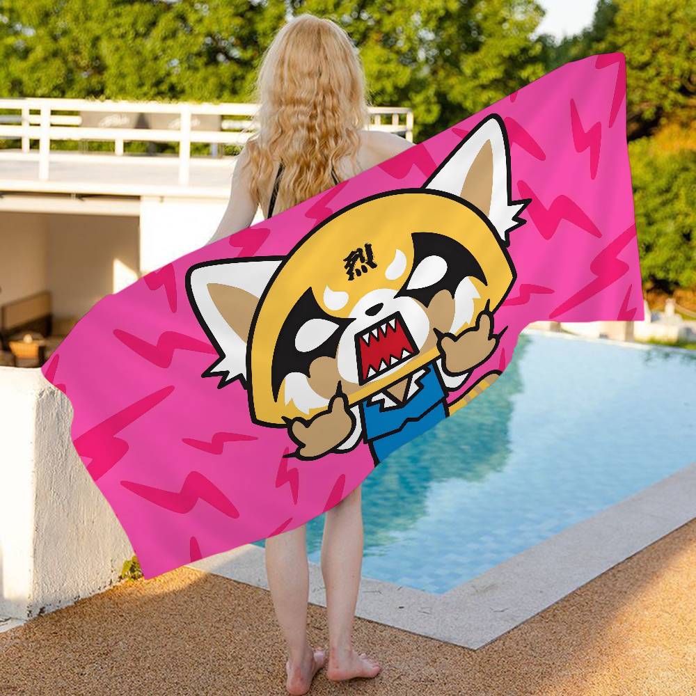 A-AggretsukoS Cartoon Microfiber Printed Beach Towel Mountain Climbing Yoga Beach Swimming Running Absorbent Soft Towel