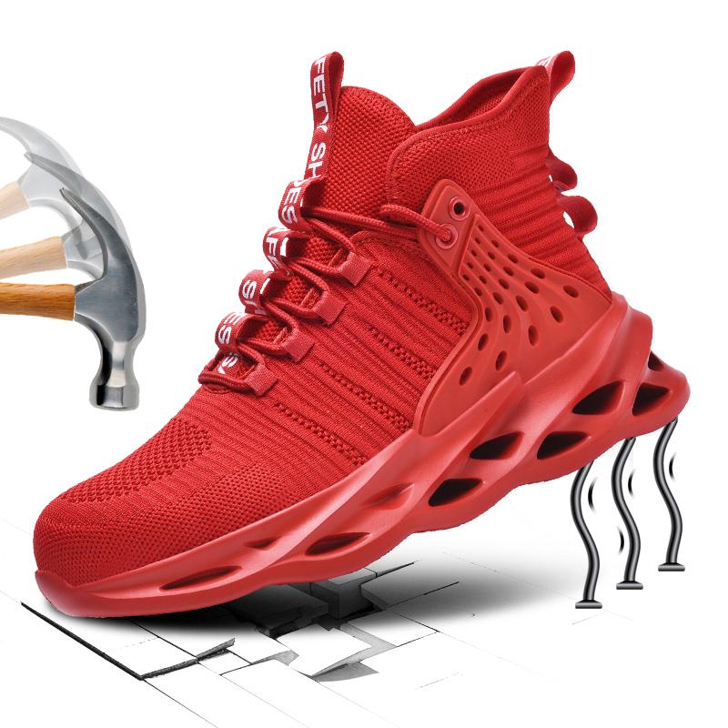 

Новая защитная обувь с вращающейся кнопкой, мужская рабочая обувь с защитой от ударов и проколов, модная мужская спортивная обувь, защитные защитные ботинки для мужчин 36 красный