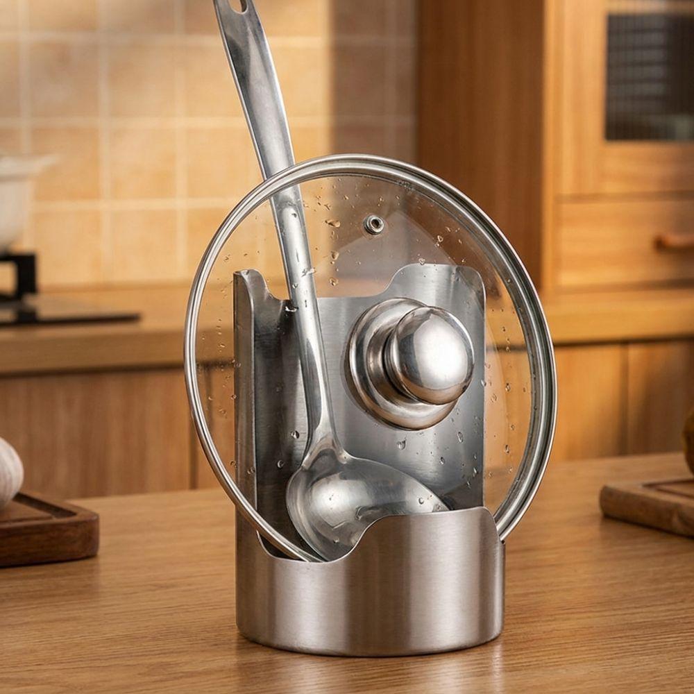 Stable Spoon Holder Tray Stainless Steel Spatula Holder Pot Lid Storage Rack  Dinning Table