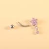 Rhinestone Flower Pendants Belly Button Ring Stainless Steel Body Piercing Jewelry  Gift