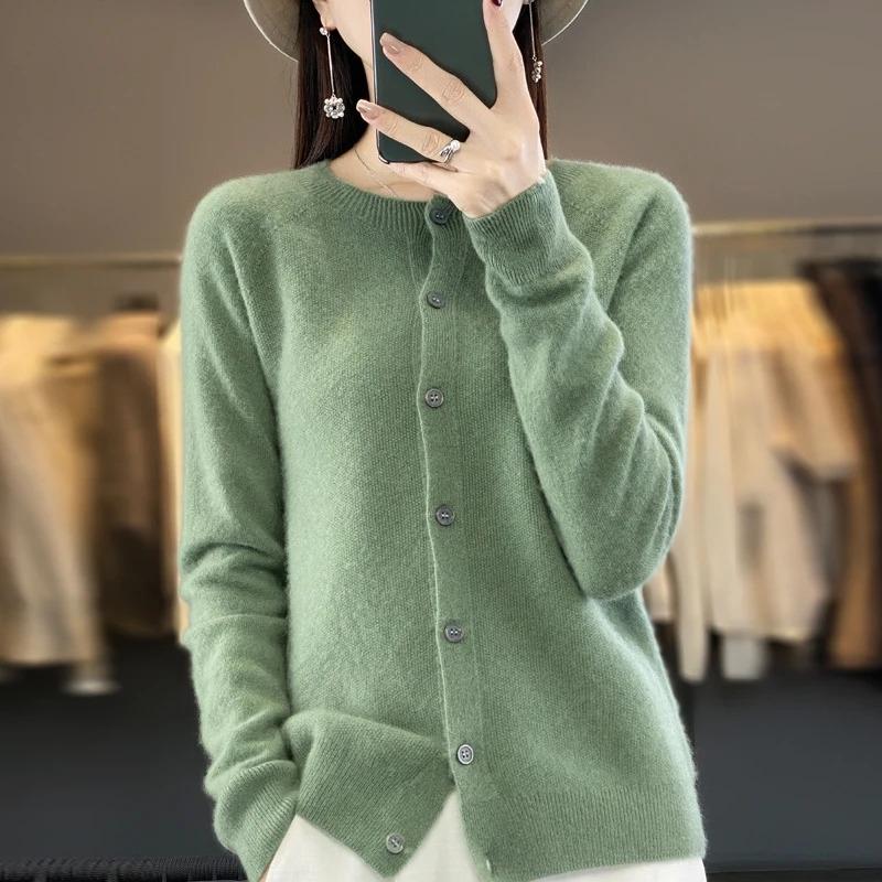 Fashion Women Cardigans Cashmere Sweater Autumn Winter O-neck Long Sleeve Knitwear Female Basic Clothing Tops