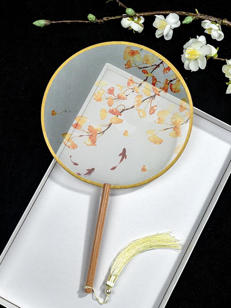 Translucent Ancient Style Round Dance Fan for Hanfu Costumes - Women's Classical Chinese Craft Fan