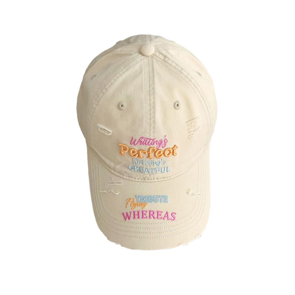 Fashionable Ripped Baseball Cap Fashionable Colorful Letters Three Dimensional Embroidery Candy Color Niche Sun Protection Baseball Cap Trendy