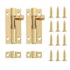 2Pcs Premium Copper Door Bolt Strong Rust Resistant Brass Door Latch Lock for Wooden Doors Windows Furniture Cabinets Easy