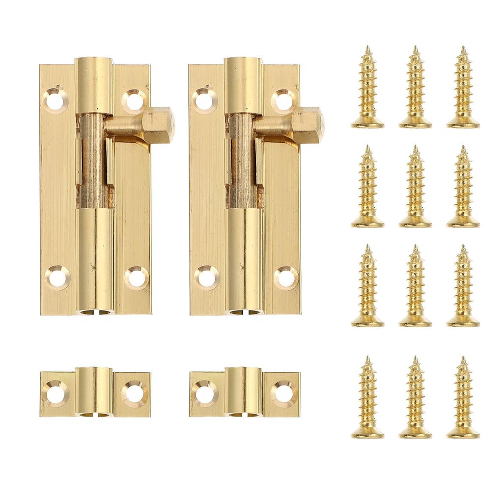 2Pcs Premium Copper Door Bolt Strong Rust Resistant Brass Door Latch Lock for Wooden Doors Windows Furniture Cabinets Easy