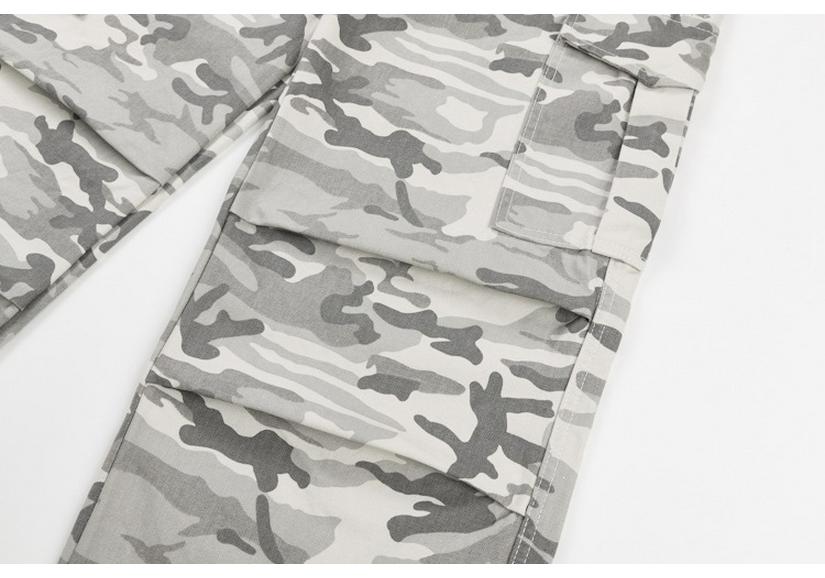 Unisex Retro Camouflage Multi-Pocket Wide-Leg Work Pants