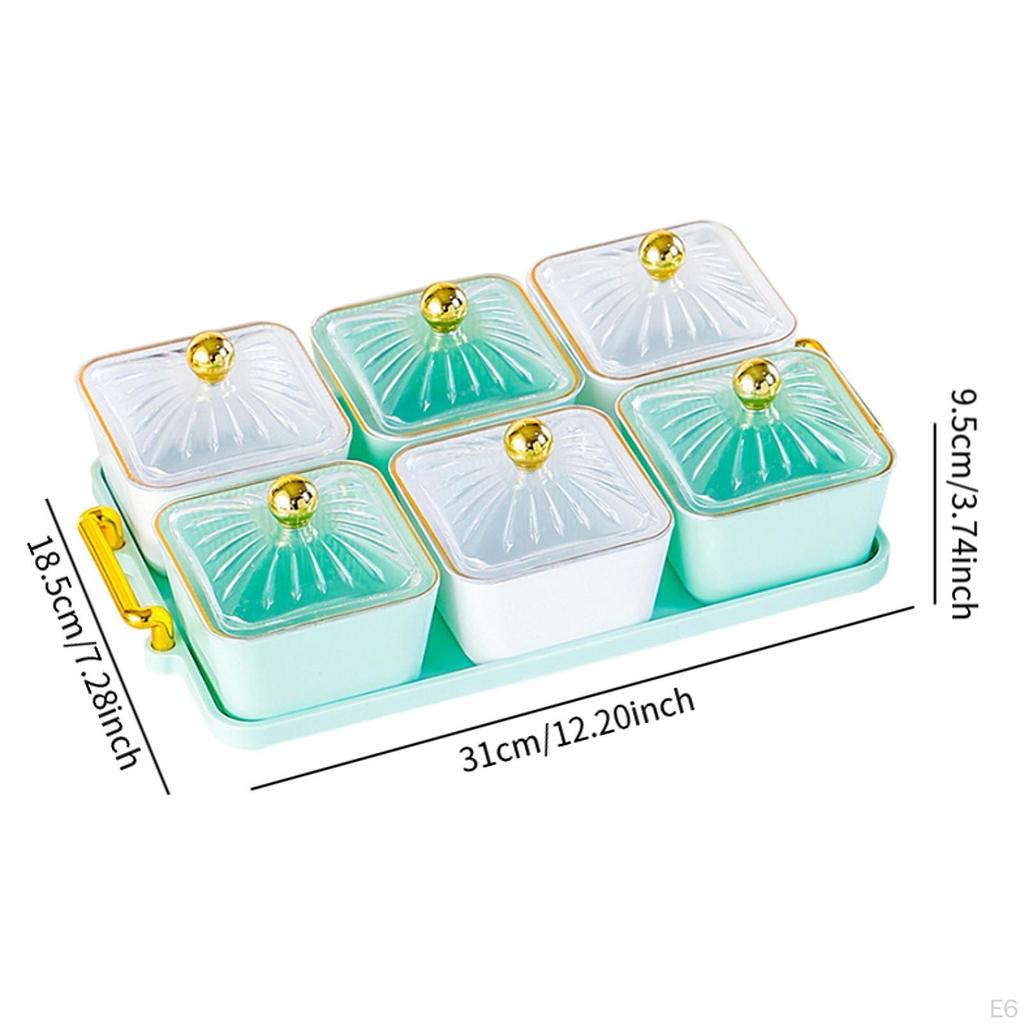 Divided Serving Dishes Appetizer Tray with Cover and Handle Creative Food Storage Dried
