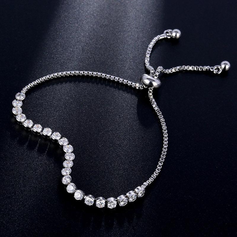 Geometric Crystal Adjustable Bracelet, Sparkling Gemstone Chain Bracelet for Women Fashion Jewelry Gift