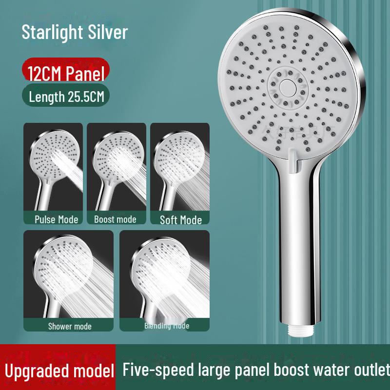 Large Five-Speed Pressurized Shower Head with Handheld and Yuba Water Heater
