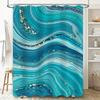 Blue Marble Shower Curtain Modern Luxurious Bathroom Decor For Kids Bathrooms Waterproof Fabric With Golden Accents (59 X 70 Inc