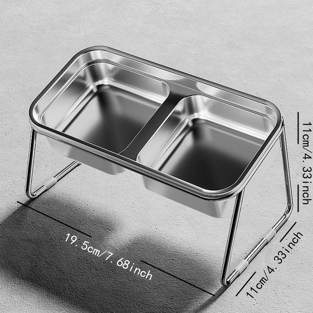 Anti Slip Pet High Footed Bowl Stainless Steel Pet Water Feeder Container  Wet Dry Food
