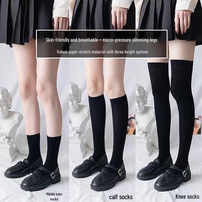 Damen Samt Wadenschlankmachende Socken - Frühling/Sommer/Herbst Dünn JK Mittel-Hoch Über das Knie Trendiger Stil.