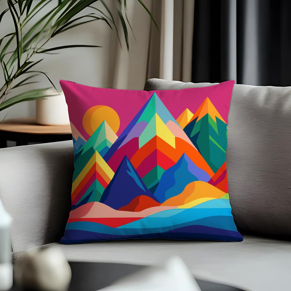 Fashion GGgeometric Landscapeed Cushion Cover Antidustmite Pillowcase Invisible Zipper Silky Short Plush Sofa Cushion Cover