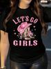 Let's Go Girls Pink Cowboy Boots Heart Hat T-shirt