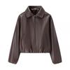 European and American style, new women's clothing, fashionable, casual, versatile lapel long-sleeved leather jacket