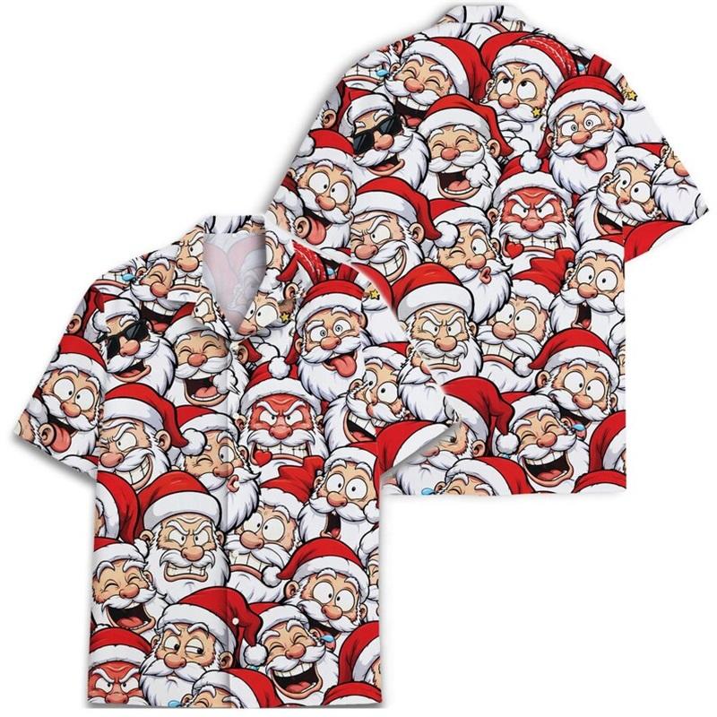 Fashion Unisex Shirts Christmas Thanksgiving Santa Skeleton Turkey Print Shirt Tops Casual Party Tops Street Retro Men's Women's Shirt