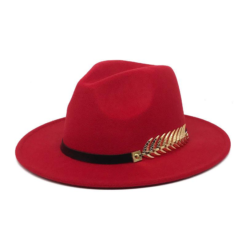 Fedora Men'S Fedora Neutral Wide Brim Jazz Hat Feather Belt Autumn And Winter British Vintage Panama Hat