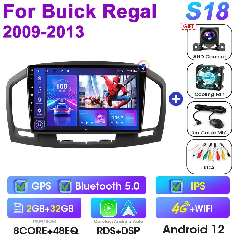 2 Din Android 12 Car Radio For Buick Regal For Opel Insignia 2009 - 2013 Multimedia Video Player GPS 4G Carplay Auto Stereo DVD
