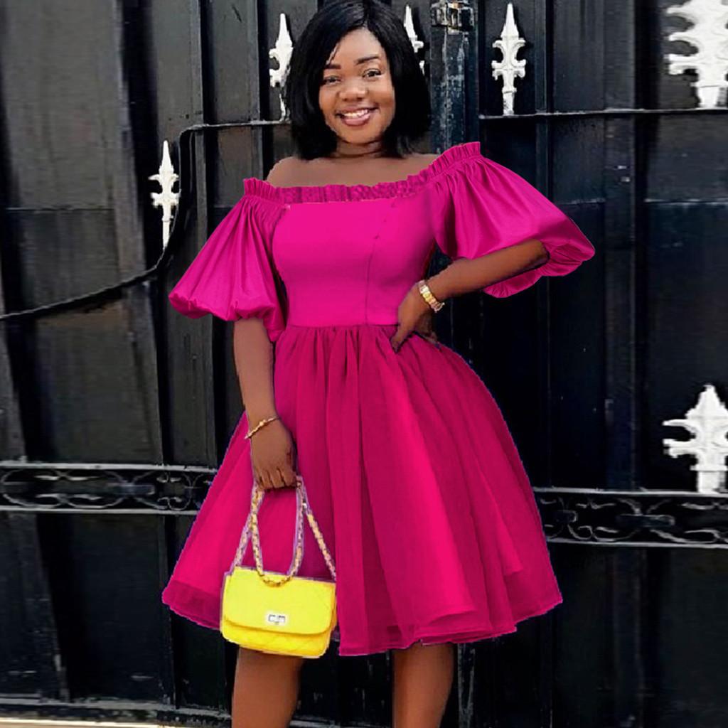 

Модное женское элегантное платье с открытыми плечами и пышными рукавами с короткими рукавами, свадебное мини-короткое платье для подружек невесты, вечерние платья