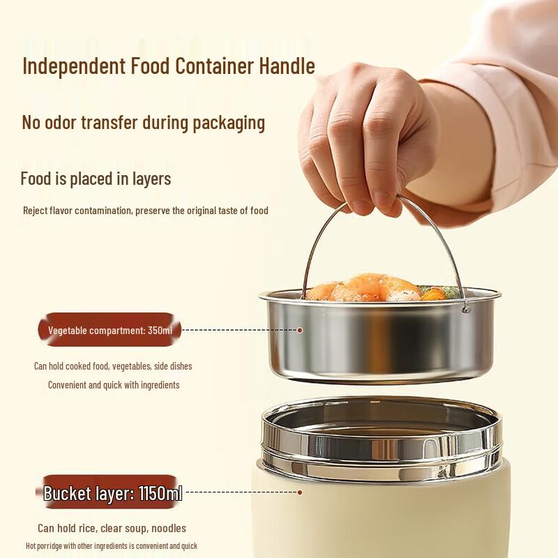 GOWKE Портативный 2-уровневый вакуумный изотермический ланч-бокс