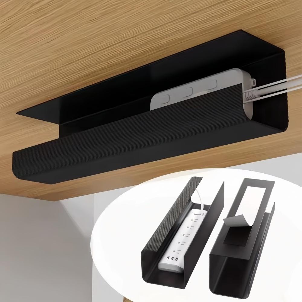 1pc 8.5cm/3.35in Under Desk Cable Management Tray Self Adhesive Cable Storage Rack Basket for Power Strip Adapter Useful