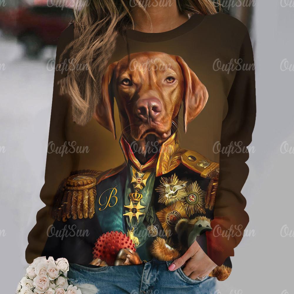 

Летняя мода женские футболки смешные благородные собаки узор длинные рукава футболки топы повседневные уличные свободные 6XL