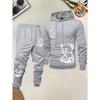 Thickened Winter Street Print In Europe and America, Men's Hoodie and Pants Set, Essential for Minimalist Street Fashion Trendsetters