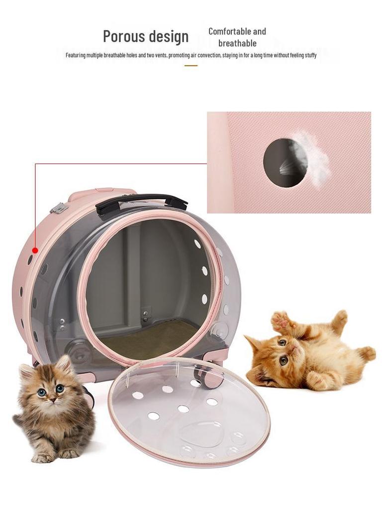 Von Fluggesellschaften zugelassener transparenter Haustier-Rucksack-Trolley für Katzen und Hunde