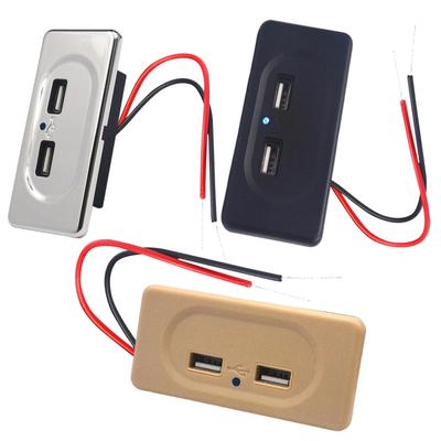 Carregador USB duplo de tomada de carro 12V para instalação de tomada de carro, acessórios para motorhome, caravana e carro