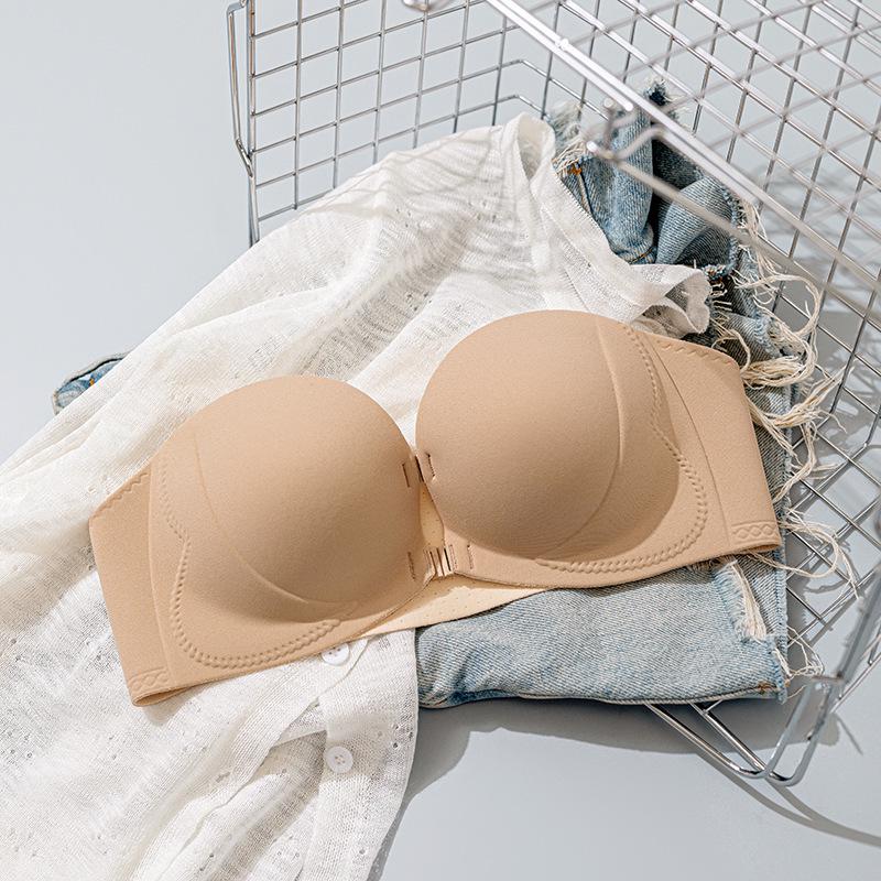 

Бюстгальтер бандо пуш-ап без бретелей с застежкой спереди – Увеличивает маленькую грудь, Невидимый противоскользящий дизайн, Красивая поддержка спины XL 38/85 телесный