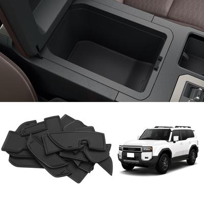 Auto Spec Interior Rubber Door Pocket Mats for Toyota Land Cruiser LC250 Compatible with the New Prado 250 Set of Rubber and Toyota Land Cruiser